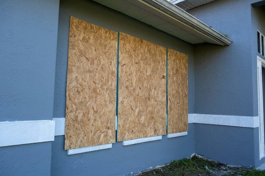 A House with Boarded Windows Hurricane preparedness in South Florida